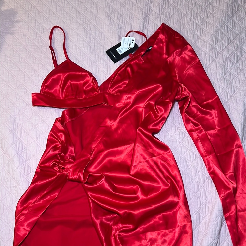 Elegant Red Satin Dress